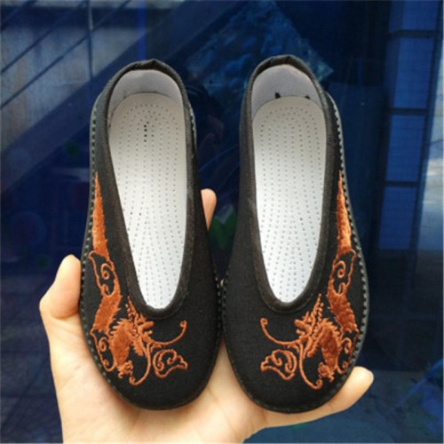 Kids chinese traditional classical emperor cosplay performance dance dragon shoes hanfu clothing flats shoes for boy 